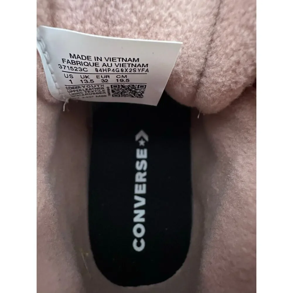 ⁠Converse Berkshire Boot Pink Kids Size 1 Water Repellent Leather Sneaker⁠